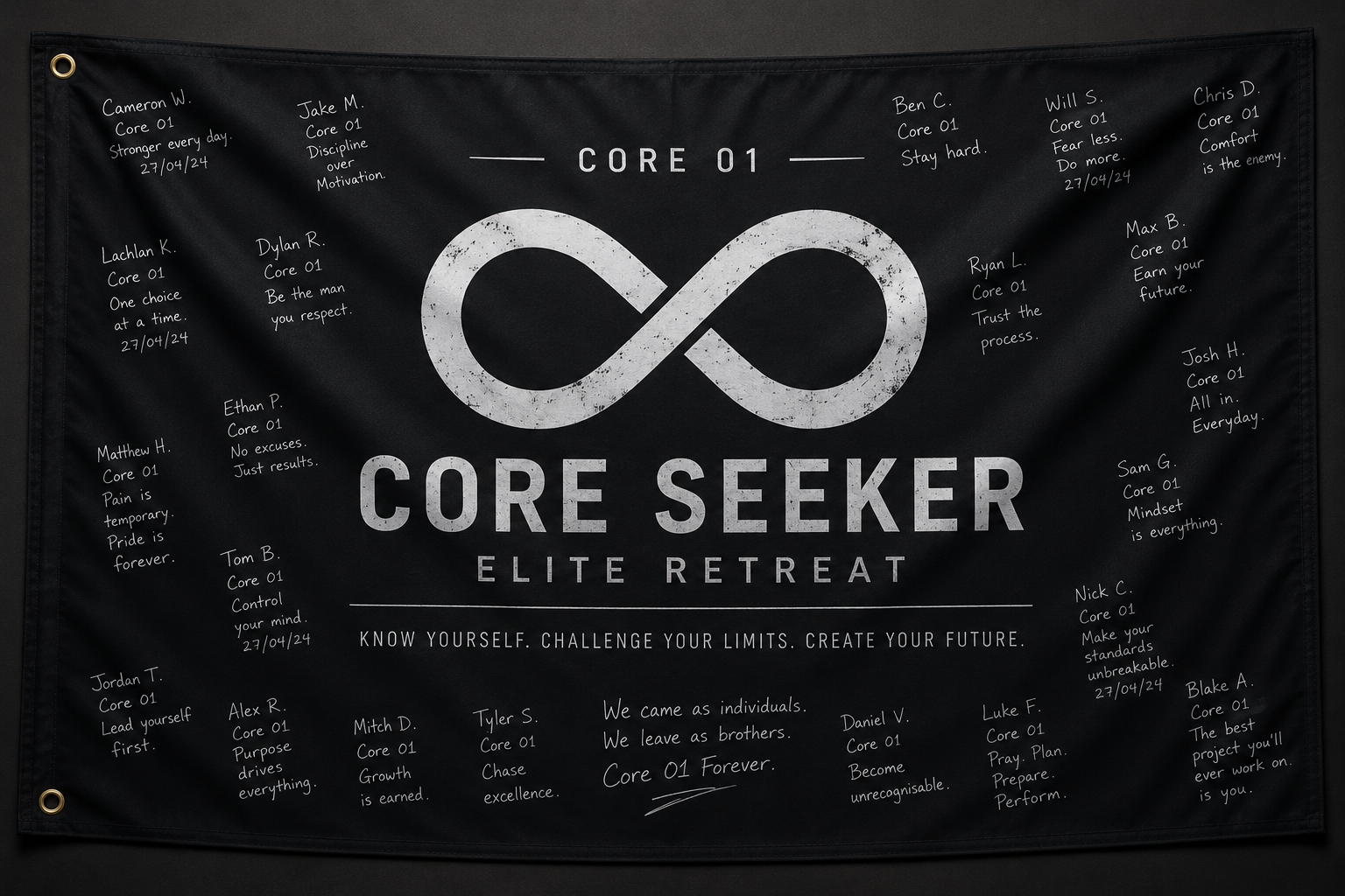 Core Seeker Elite Retreat signed flag